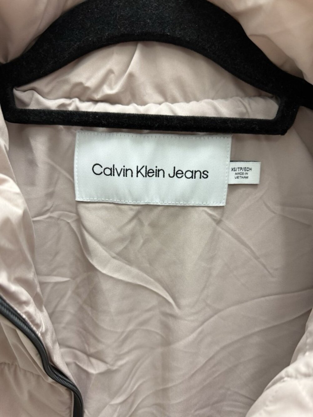 Calvin Klein Long Puffer Winter Vest S-M Light Pink Down Filled - Picture 3 of 3